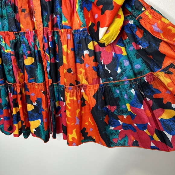 Love Highlight Exaggerated Puff Sleeve Mini Dress XL Multicolor Tiered - Picture 4 of 10